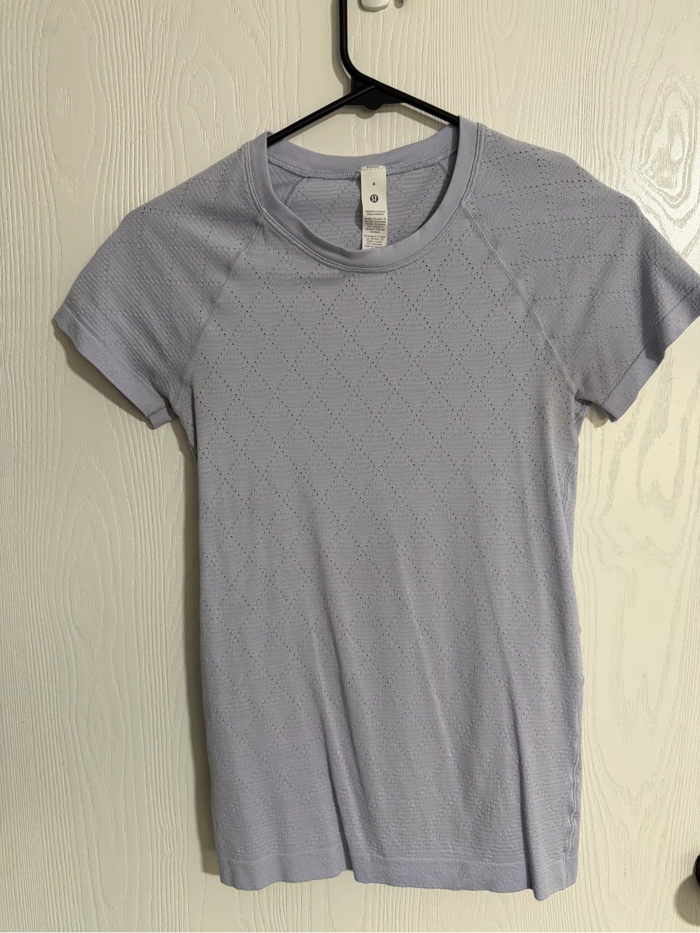 Lululemon Athletica Light Lavender Perforated Crew Neck Tee